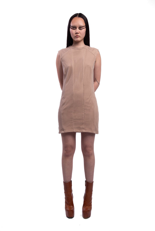 Short sleeve cut dress in stone